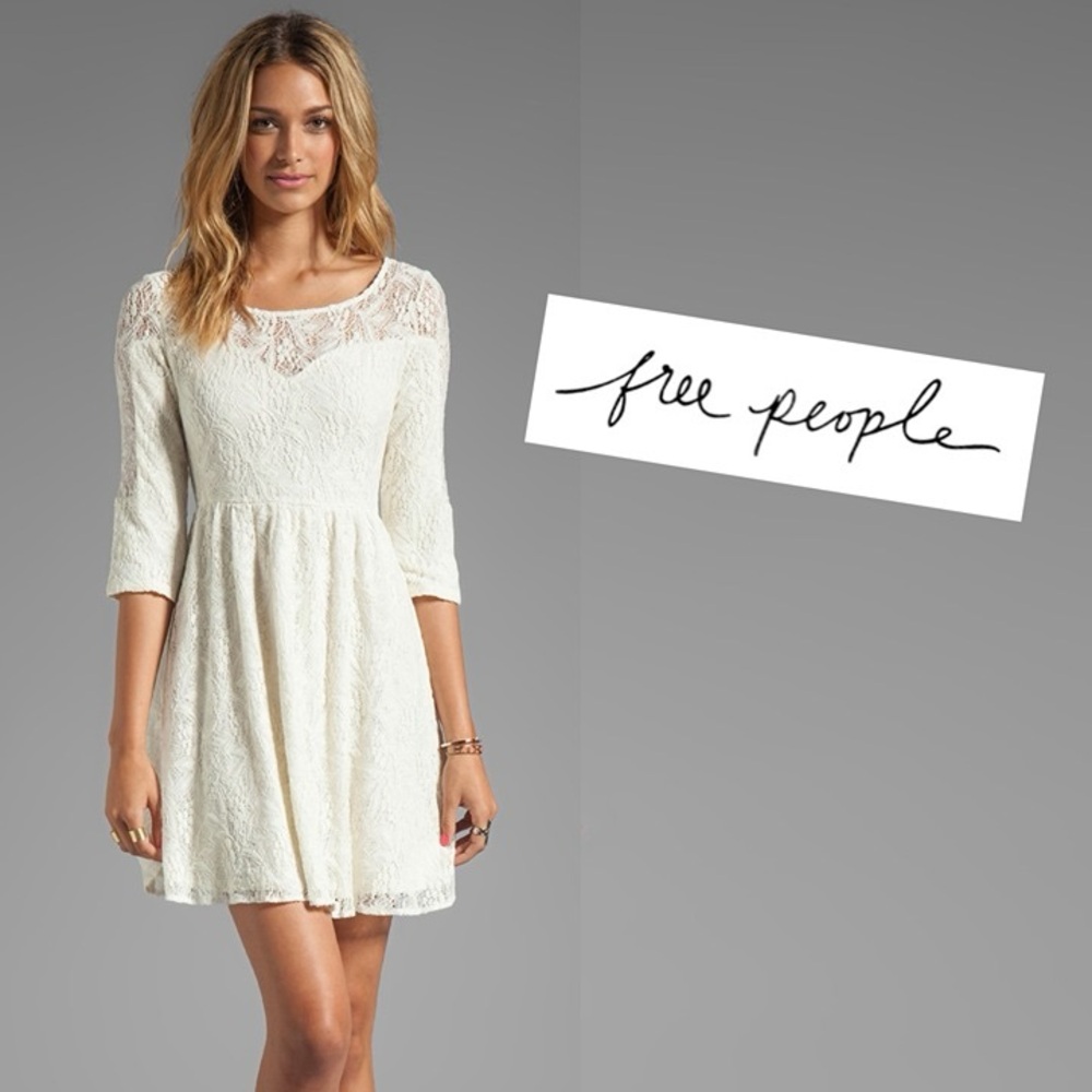 Free People Cream Lace Mini Dress